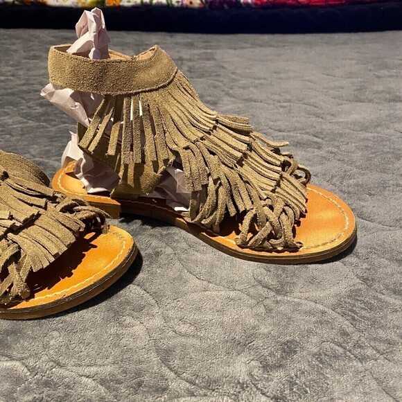 Zara Fringed Leather Sandals Size 37/6.5 - Picture 4 of 8